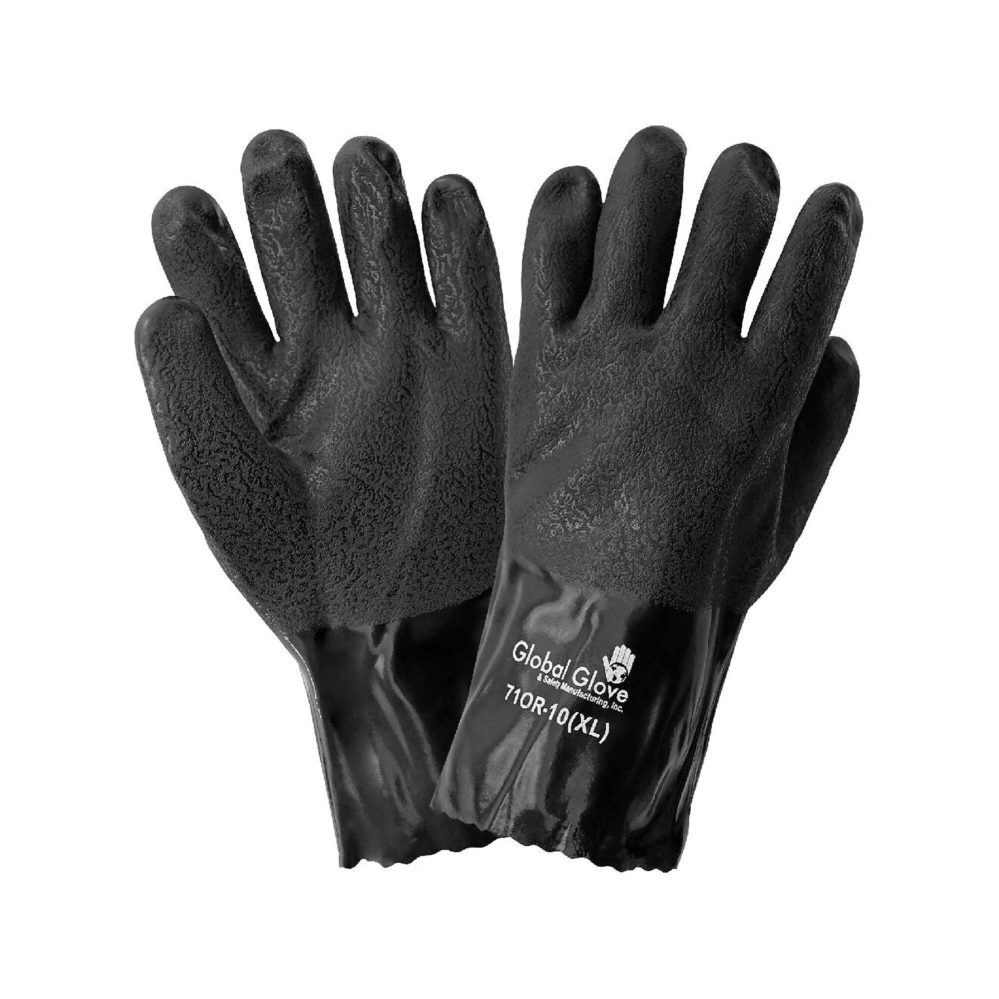 Global Glove 10-Inch Double-Coated PVC Chemical Gloves - 12 Pairs
